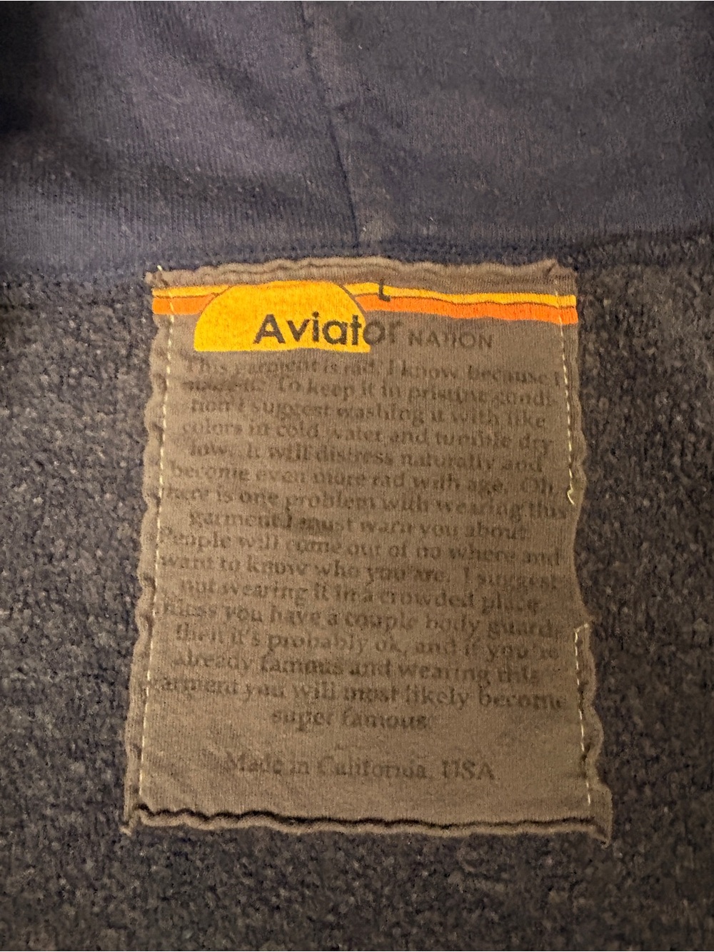 Aviator Nation Navy Hoodie with Yellow⚡️on back - Picture 5 of 10